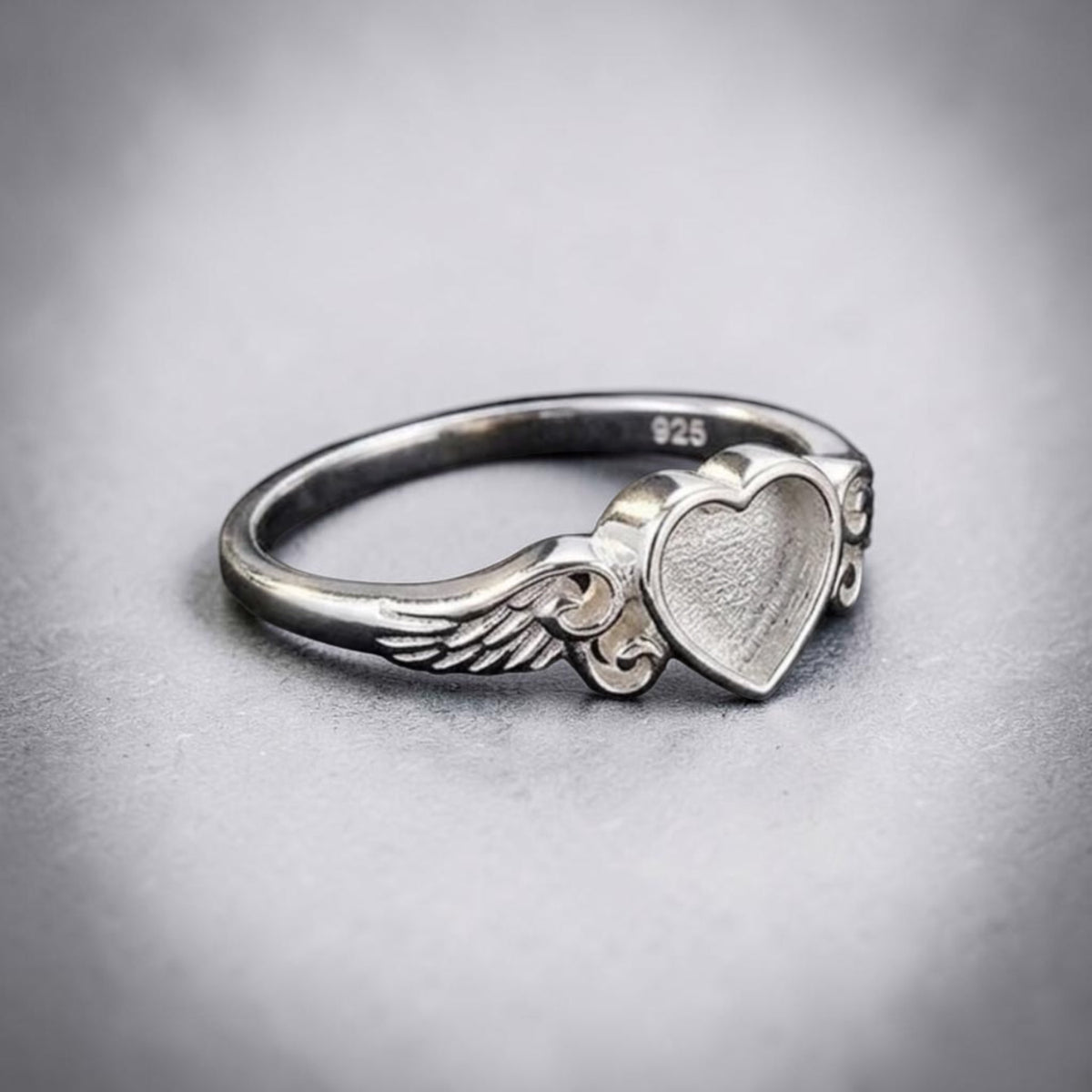 Heart Angel Wing Sterling Silver Ring